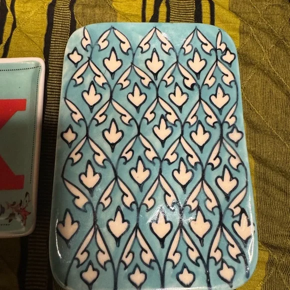 “K” & Floral Ceramic Trinket Tray Bundle - Picture 3 of 9